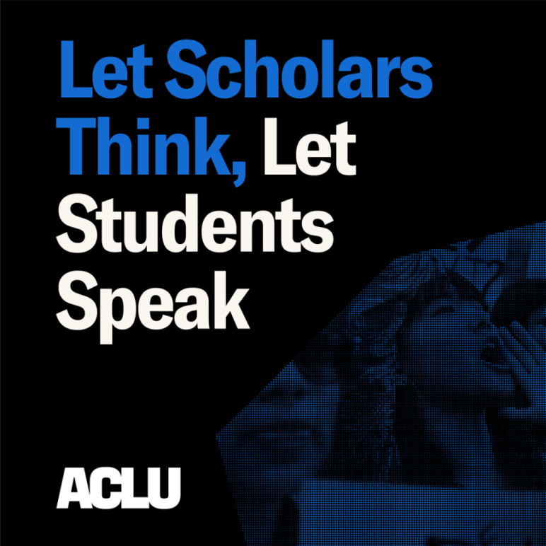 Text on dark background that reads: "Let Scholars Think, Let Students Speak"